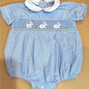 Blue Bunny Smocked One-Piece Romper - Kids